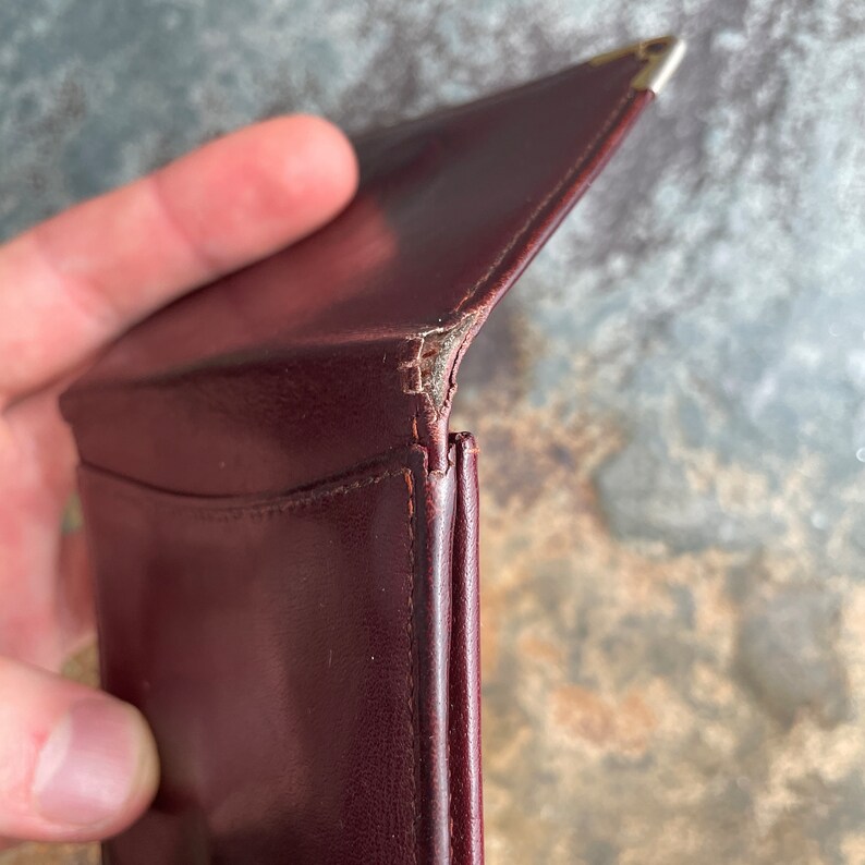 Cartier-Geldbeutel für Damen, authentisch, Vintage-Accessoires, Designer-Luxusgeschenk für Sie, kostenloser weltweiter Versand, burgunderfarbenes Leder im Retro-Stil Bild 10