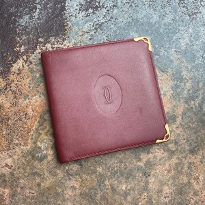 Cartier Card Wallet Women's Authentic / Vintage Accessories Designer Luxury Gift for Her / Free Worldwide Shipping / Burgundy Leather Retro image 1