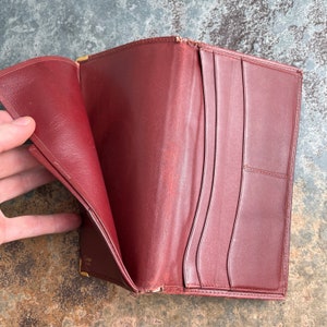 Cartier Card Wallet Women's Authentic / Vintage Accessories Designer Luxury Gift for Her / Free Worldwide Shipping / Burgundy Leather Retro image 7