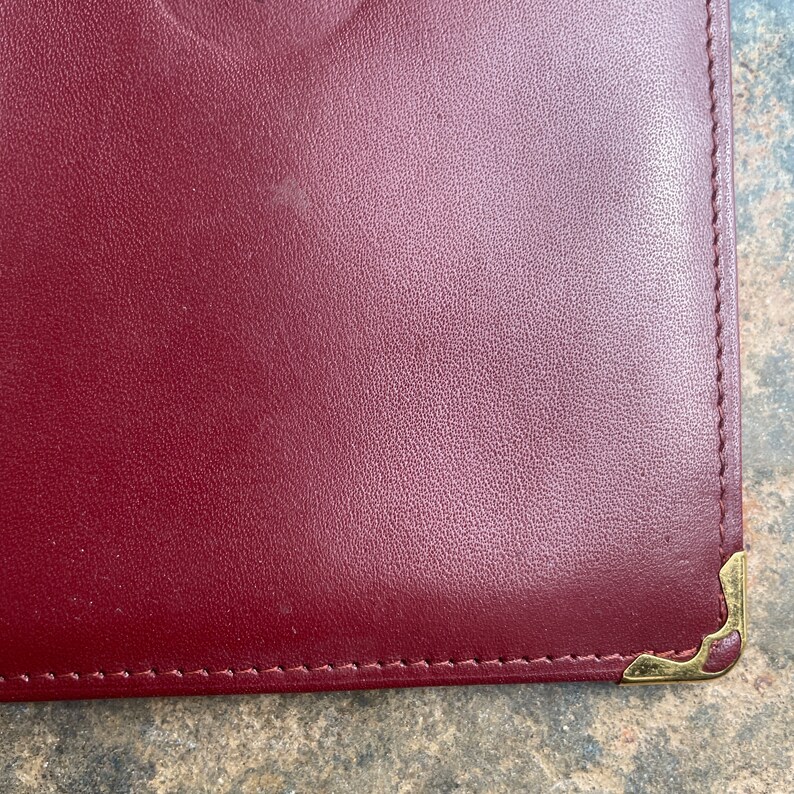 Cartier Card Wallet Women's Authentic / Vintage Accessories Designer Luxury Gift for Her / Free Worldwide Shipping / Burgundy Leather Retro image 4