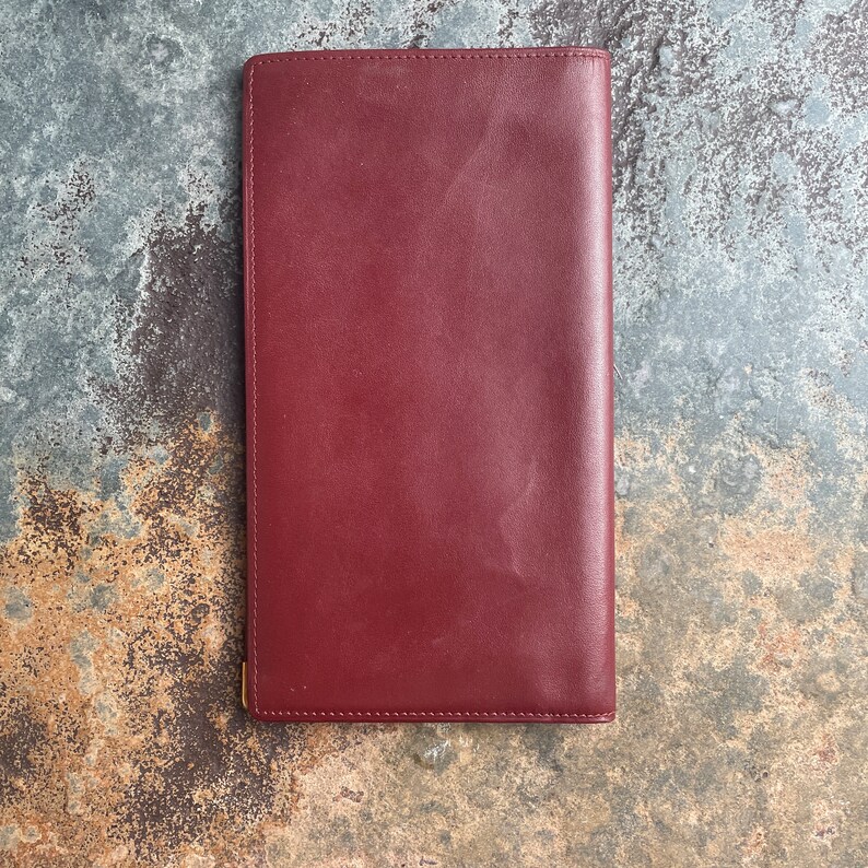 Cartier Card Wallet Women's Authentic / Vintage Accessories Designer Luxury Gift for Her / Free Worldwide Shipping / Burgundy Leather Retro image 2
