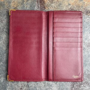 Cartier Card Wallet Auténtico para mujer / Accesorios vintage Diseñador Regalo de lujo para ella / Envío gratuito a todo el mundo / Cuero burdeos retro imagen 5