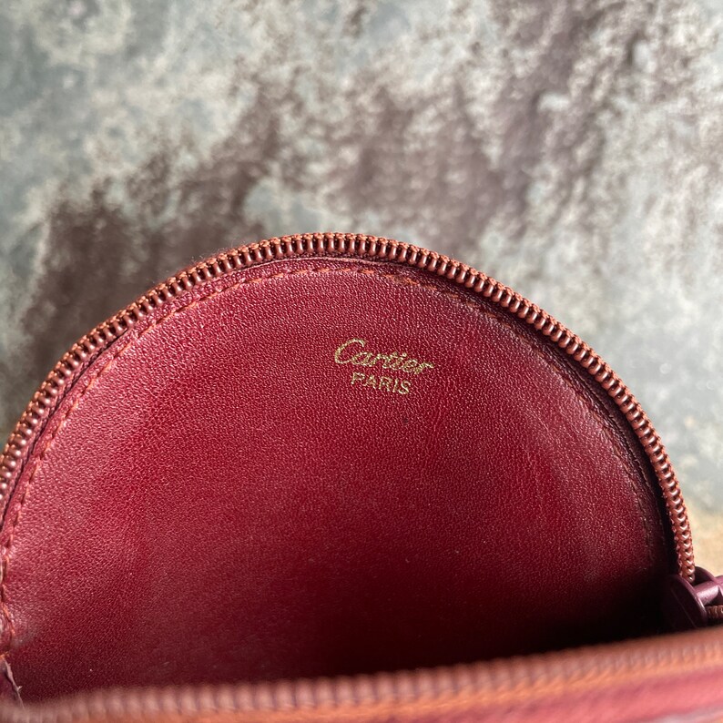 Cartier Money Pouch Women's Authentic / Vintage Accessories Designer Luxury Gift for Her / Free Worldwide Shipping / Burgundy Leather Retro image 5
