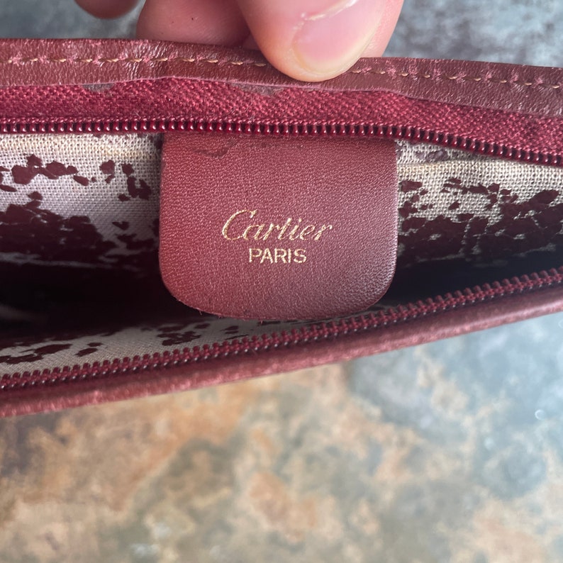 Cartier Card Wallet Women's Authentic / Vintage Accessories Designer Luxury Gift for Her / Free Worldwide Shipping / Burgundy Leather Retro image 4