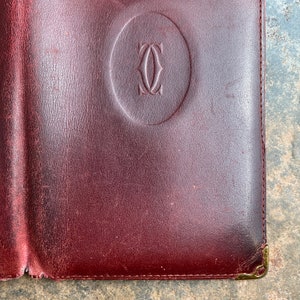 Cartier Card Wallet Women's Authentic / Vintage Accessories Designer Luxury Gift for Her / Free Worldwide Shipping / Burgundy Leather Retro image 4