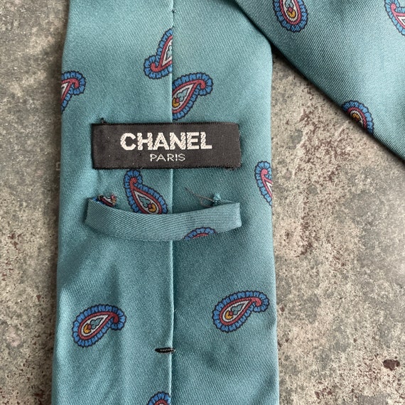 Vintage Chanel Teal Silk Tie: Exquisite Men's Nec… - image 6