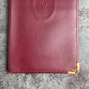 Cartier Card Wallet Auténtico para mujer / Accesorios vintage Diseñador Regalo de lujo para ella / Envío gratuito a todo el mundo / Cuero burdeos retro imagen 2