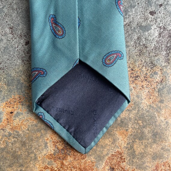 Vintage Chanel Teal Silk Tie: Exquisite Men's Nec… - image 7