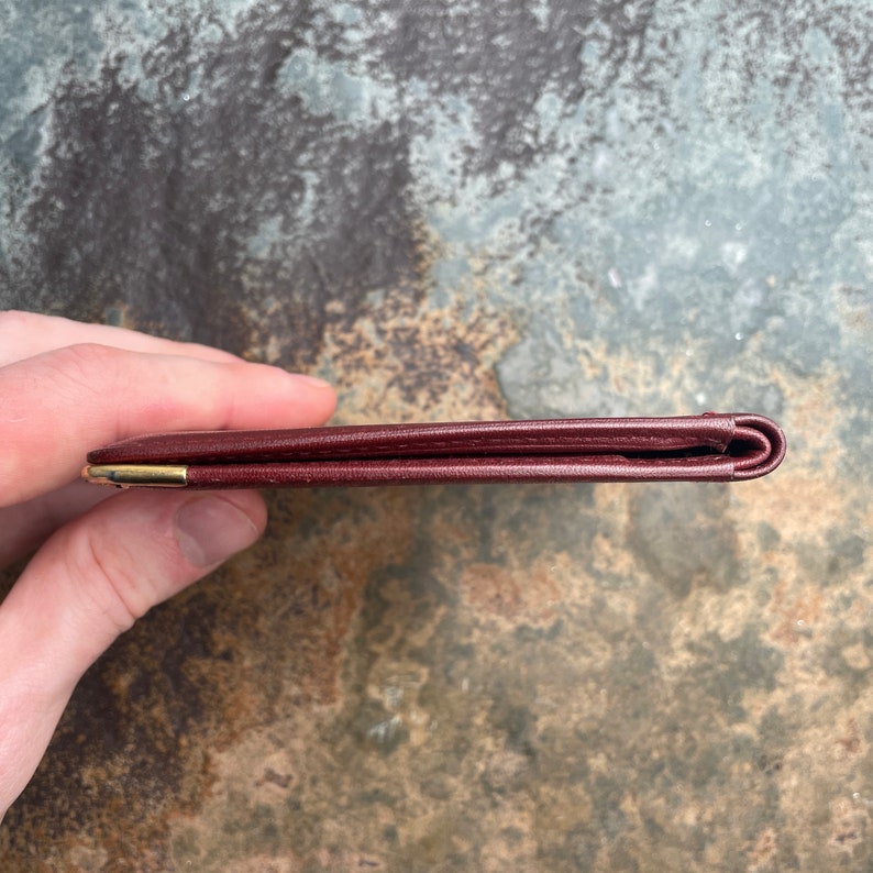 Cartier Card Wallet Women's Authentic / Vintage Accessories Designer Luxury Gift for Her / Free Worldwide Shipping / Burgundy Leather Retro image 6
