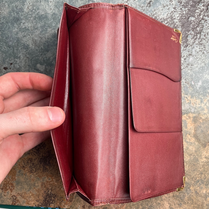 Cartier Card Wallet Women's Authentic / Vintage Accessories Designer Luxury Gift for Her / Free Worldwide Shipping / Burgundy Leather Retro image 8