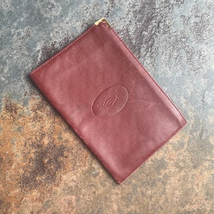 Cartier Card Wallet Women's Authentic / Vintage Accessories Designer Luxury Gift for Her / Free Worldwide Shipping / Burgundy Leather Retro