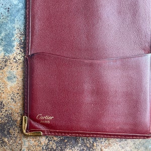 Cartier Card Wallet Women's Authentic / Vintage Accessories Designer Luxury Gift for Her / Free Worldwide Shipping / Burgundy Leather Retro image 5