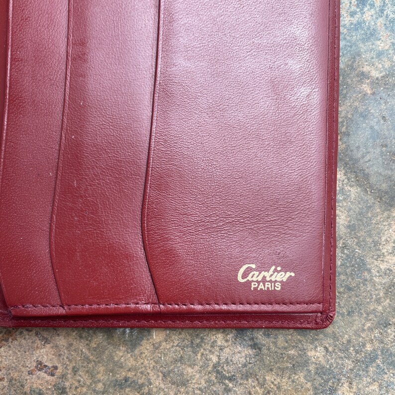 Cartier Card Wallet Women's Authentic / Vintage Accessories Designer Luxury Gift for Her / Free Worldwide Shipping / Burgundy Leather Retro image 6