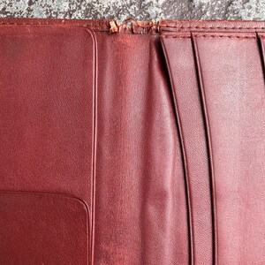 Cartier Card Wallet Women's Authentic / Vintage Accessories Designer Luxury Gift for Her / Free Worldwide Shipping / Burgundy Leather Retro image 9