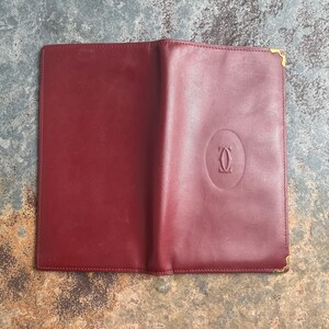 Cartier Card Wallet Women's Authentic / Vintage Accessories Designer Luxury Gift for Her / Free Worldwide Shipping / Burgundy Leather Retro image 3