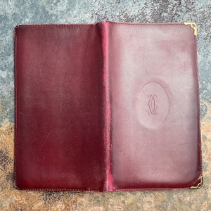 Cartier Card Wallet Women's Authentic / Vintage Accessories Designer Luxury Gift for Her / Free Worldwide Shipping / Burgundy Leather Retro image 3