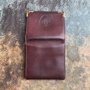 Cartier Money Pouch Women's Authentic / Vintage Accesories Designer Luxury Gift for Her / Free Worldwide Shipping / Burgundy Leather Retro zdjęcie 6