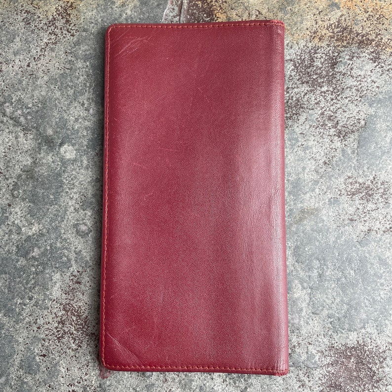 Cartier Card Wallet Auténtico para mujer / Accesorios vintage Diseñador Regalo de lujo para ella / Envío gratuito a todo el mundo / Cuero burdeos retro imagen 3
