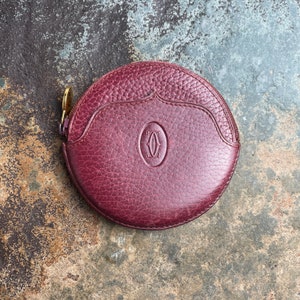 Cartier Money Pouch Women's Authentic / Vintage Accessories Designer Luxury Gift for Her / Free Worldwide Shipping / Burgundy Leather Retro image 1
