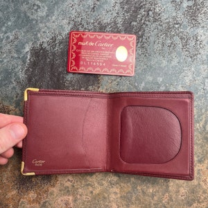 Cartier Card Wallet Women's Authentic / Vintage Accessories Designer Luxury Gift for Her / Free Worldwide Shipping / Burgundy Leather Retro image 2