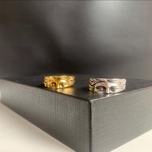 Verstelbare Medusa-ring, geelgouden kleur, zilveren Griekse stijl ring, verfijnd elegant, Romeins hoofd, Venusgezicht
