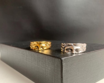 Adjustable Medusa Ring, Yellow Gold Color, Silver Color Greek Style Ring, Refined Elegant, Roman Head, Venus Face