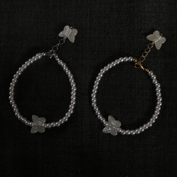 Schmetterlings Armband, weiß, schlicht