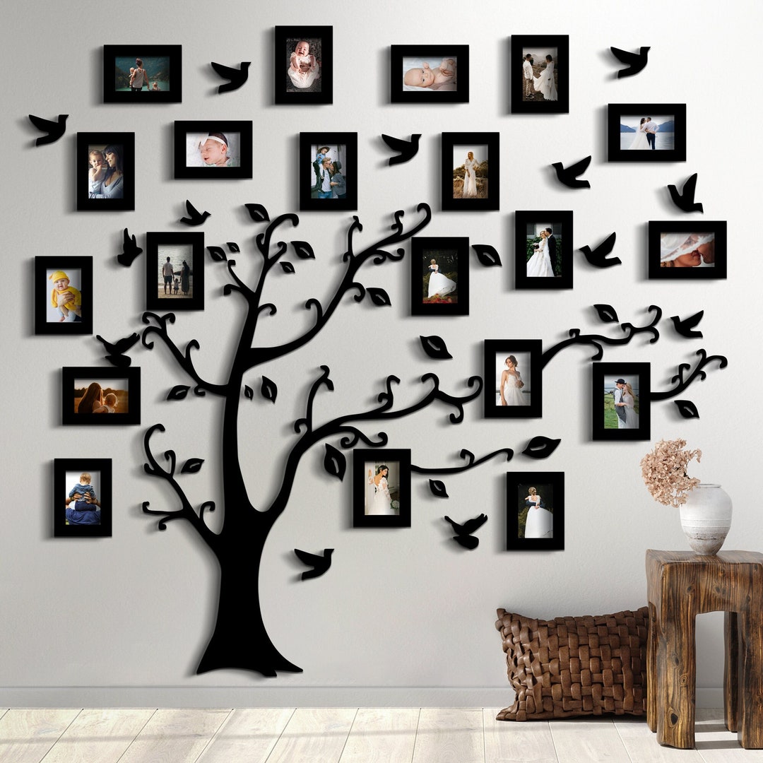 Large Modern Custom Family Tree With Photo Frames Wall Art, Wall ...