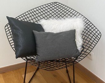 Magnifique fauteuil vintage en métal noir style Bertoia