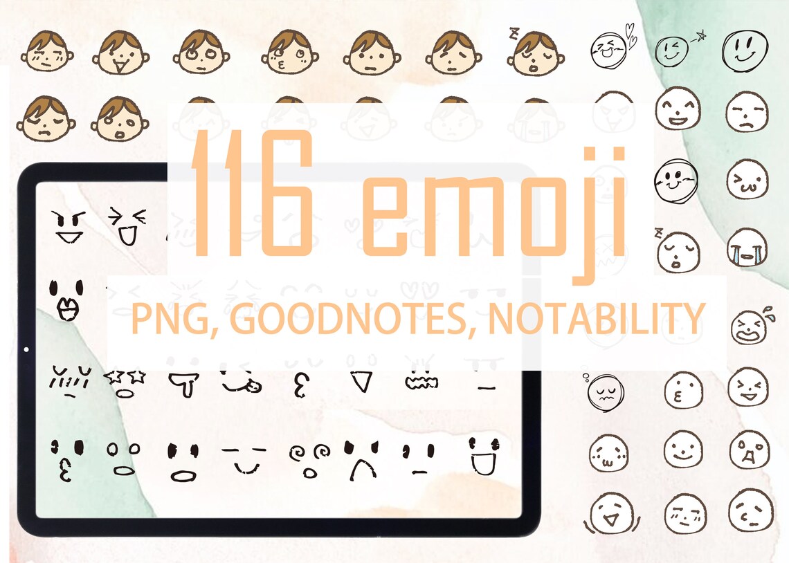 116 Emoji Bundle,mood Emoticon Icon Stickers,goodnotes and Notability