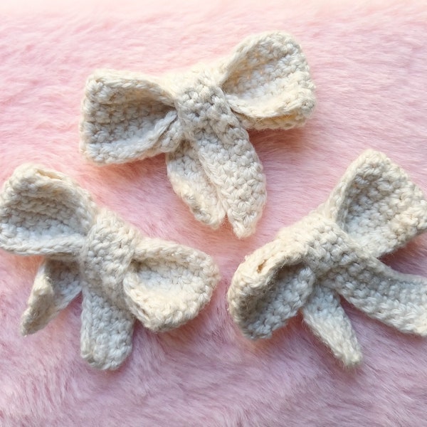 Pineberry Crochet Ribbon Bow Appliqués Cotton Silk