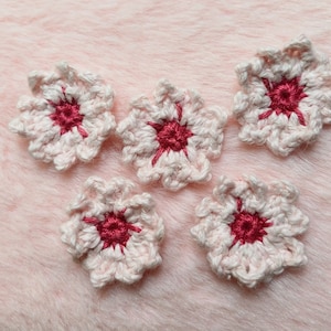 Cherry Blossom Sakura Flower Crochet Appliqués Cotton Silk