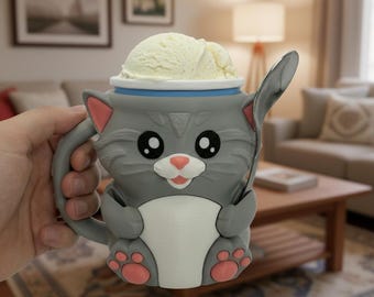 Cat Ice Cream Pint Holder | Dessert Sleeve for Cat Lovers