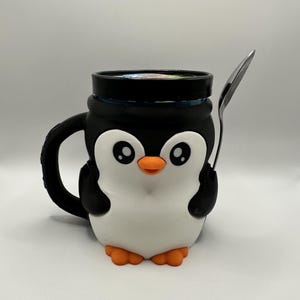 Cute Penguin Ice Cream Pint Holder with Spoon Slots | Great Gift for Ice Cream Lovers
