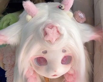 Kigurumi Fursuit Kopf, rosa süße Fursuit Maske, Kemono Fursuit, Kigurumi Maske, Fursuit Kopf, Cosplay Convention