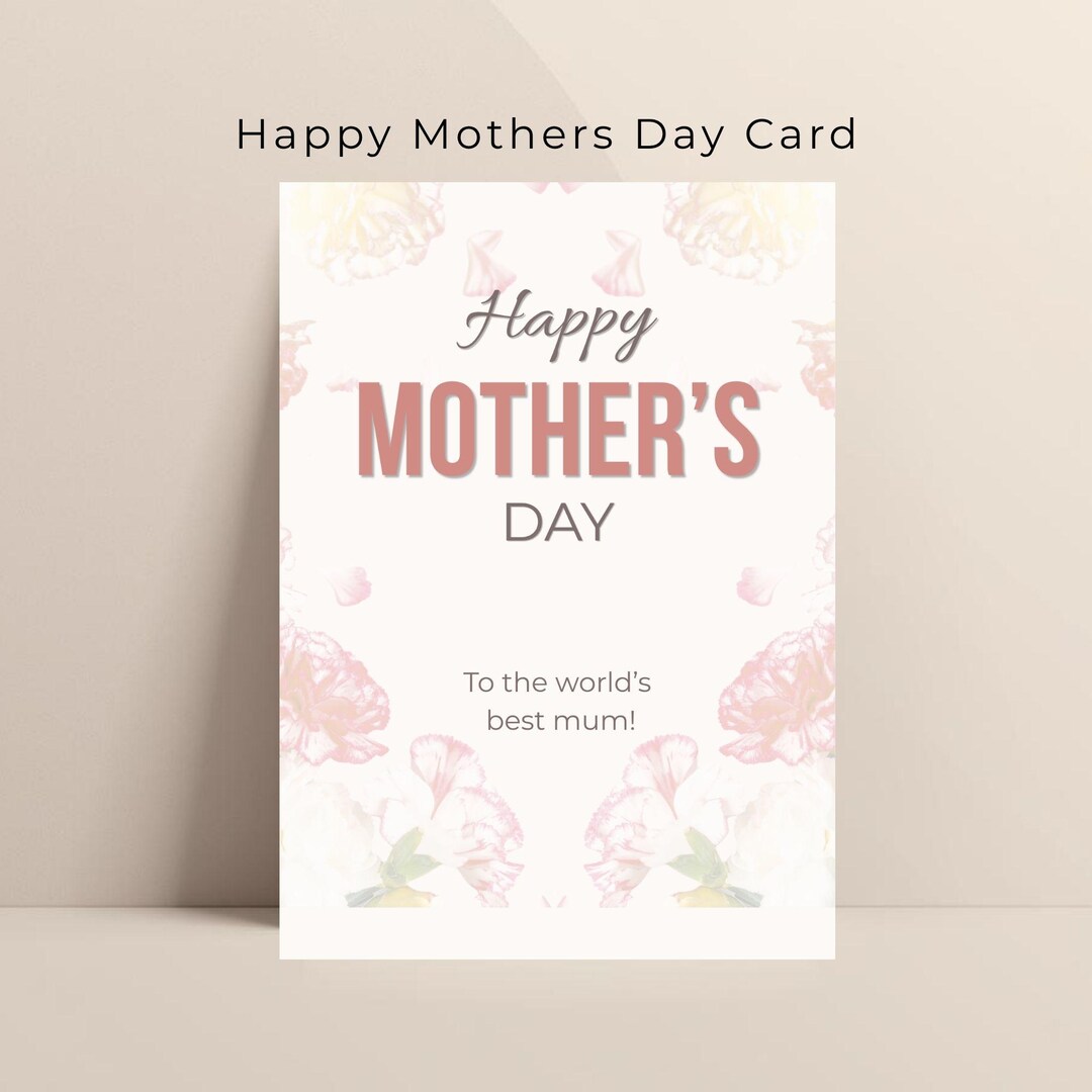 Editable Mother's Day Card, Carnation Floral Printable Canva Template ...
