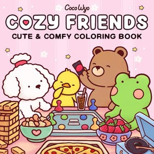 cozy friends, Printable Coloring,Coco Wyo,Coloring Pages,Coco Wyo Pdf,Cozy Coloring,Girl Moments,Cute Coloring Book,Coloring for Kids,Coloring for Adults,Coco Wyo Bundle,Bold and Easy
Cozy Vibes