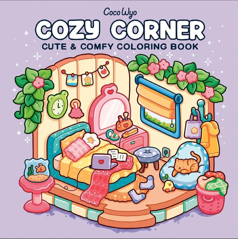 cozy corner, Printable Coloring,Coco Wyo,Coloring Pages,Coco Wyo Pdf,Cozy Coloring,Girl Moments,Cute Coloring Book,Coloring for Kids,Coloring for Adults,Coco Wyo Bundle,Bold and Easy
Cozy Vibes