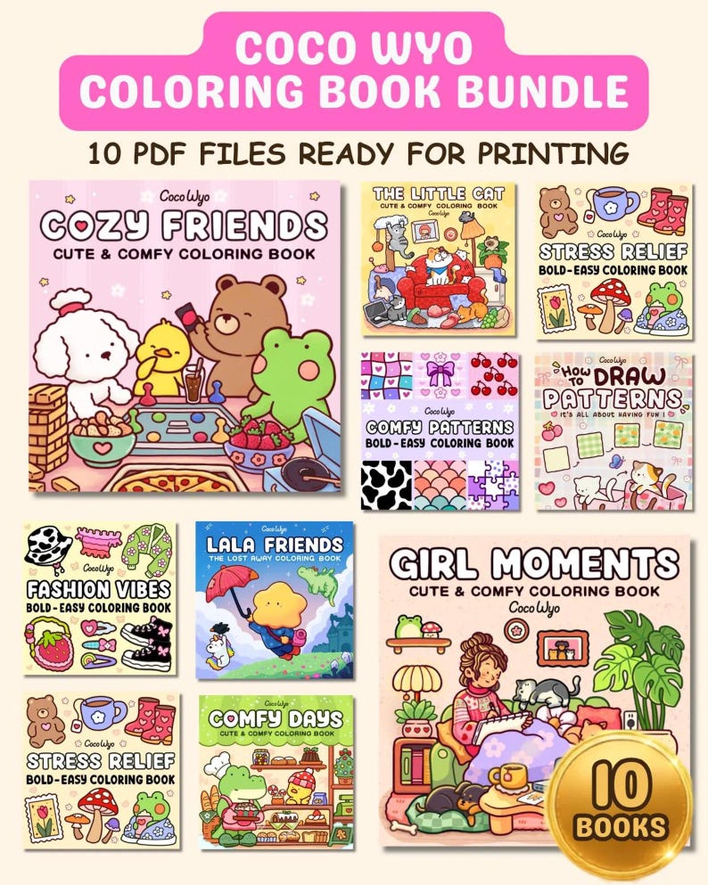 Mega Coloring Bundle VOL. 2 – Coloring Book for Kids & Adults (Printable PDF) Coco Wyo