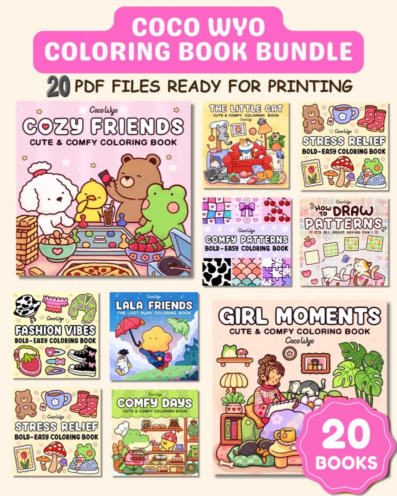 Mega Coloring Bundle VOL. 2 – Coloring Book for Kids & Adults (Printable PDF) Coco Wyo