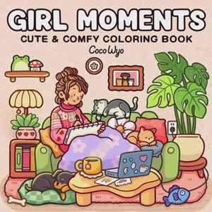 Printable Coloring,Coco Wyo,Coloring Pages,Coco Wyo Pdf,Cozy Coloring,Girl Moments,Cute Coloring Book,Coloring for Kids,Coloring for Adults,Coco Wyo Bundle,Bold and Easy
Cozy Vibes