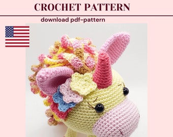 Crochet Unicorn Pattern: Ball-Body Amigurumi (PDF Download)