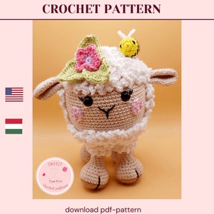 Crochet Lamb pattern with Bee and Flower, Amigurumi Sheep Toy, Crochet lamb pattern, Amigurumi lamb, Amigurumi pattern, Crochet pattern