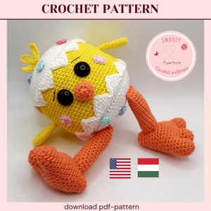 Crochet ball-body chicken pattern, Crochet chick pattern, Easter chick pattern, Farm animal crochet pattern, crochet pattern
