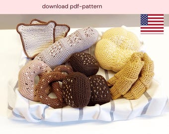 Bread Basket Food Play Set Crochet Pattern