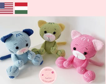 Amigurumi Cat Crochet Pattern, Cute Kitten, English & Hungarian (PDF Pattern)