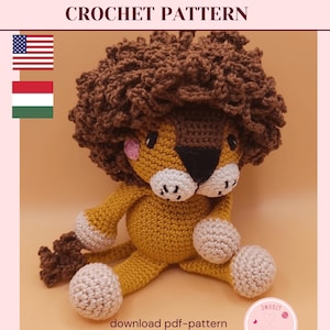 Lion crochet pattern, Lion Amigurumi Pattern, Jungle Animal Crochet Pattern, Crochet lion pattern