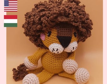 かぎ針編みのライオンの編みぐるみパターン、ぬいぐるみ（PDF