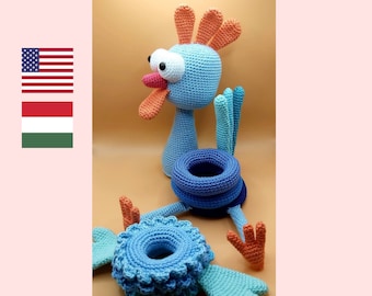 Stacking toy rooster crochet pattern, crochet animal pattern, montessori rooster pattern, Crochet rooster toy, Stuffed rooster, farm animal