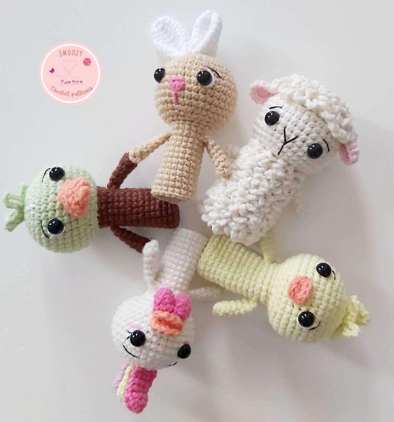 Easter Finger Puppets Crochet Pattern: Bunny, Chick, Lamb, Duck (PDF ...